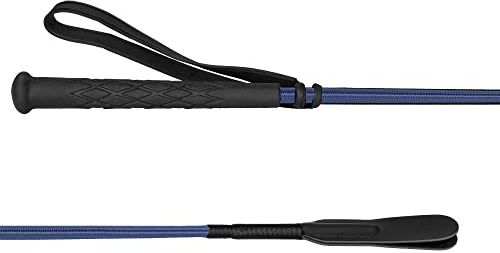 Start Reitgerte für Pferde – Springgerte mit rutschfestem Griff und Handschlaufe – Stabiler Polycarbonat-Kern, Lederklatsche – ideal für Training und Reitsport - 65 cm