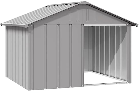 vidaXL Hundehütte Grau 116,5x103x81,5cm Verzinkter Stahl Hundehaus Hütte