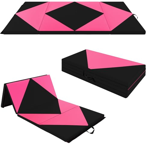 GOPLUS Turnmatte klappbar, 240×117×5cm Weichbodenmatte mit 2 Tragegriffen & Klettverschlüssen, Gymnastikmatte für Gymnastik, Yoga & Spielen, Sportmatte Fitnessmatte für zuhause
