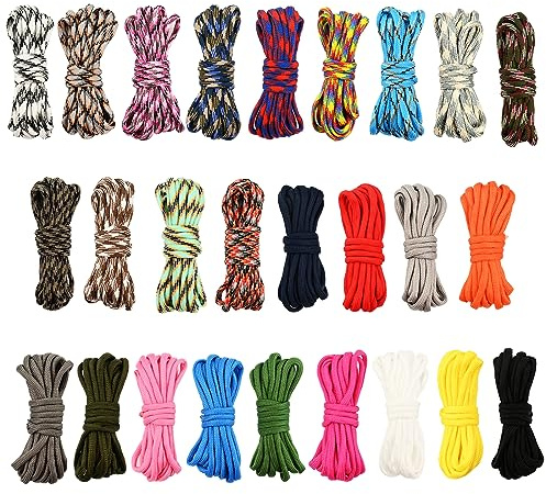 Corde de bracelet en paracorde de 26 couleurs, 3 m, 4 mm, corde de parachute 550, 7 brins, tressage manuel pour corde de survie en plein air, cordons, porte-clés, collier de chien, mousqueton,