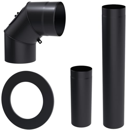 KRATKI Kit di montaggio in acciaio nero fi200, per caminetti a legna