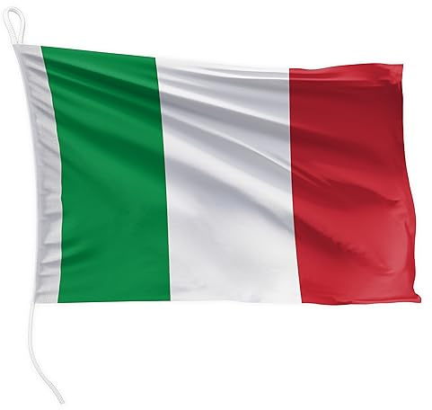 FLAGLY Premium Bootsfahne Italien 30 x 20 cm - 115g/m² Stoffgewicht - gedruckt, robust mit Strick & Schlaufe, Bootszubehör Motorboot (30 x 20 cm - Italien)
