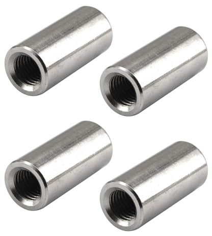 (4 Stück) M16 24x50mm Gewindeeinsätze Muttern 304 Edelstahl Runde Verbindungsmuttern Gewindemuffen