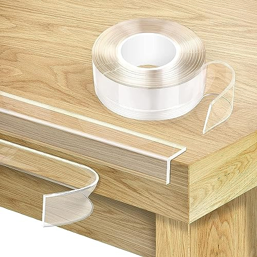 Kantenschutz - 1 mm dick, extra stark, mit breitem Nano-Klebeband, Kindersicherung für Ecken, Baby- & Kindertisch-Eckenschutz (3 cm breit, 5 m lang)