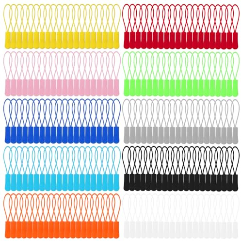 Pilikoll 200 Piezas Deslizador de Cremalleras para Enhebrar Tirador de Cremallera de Nylon Colorido Reemplazo de Etiqueta deCremallera Tirador Cremalleras Mochila Extensión para Chaquetas,Bolso,Maleta