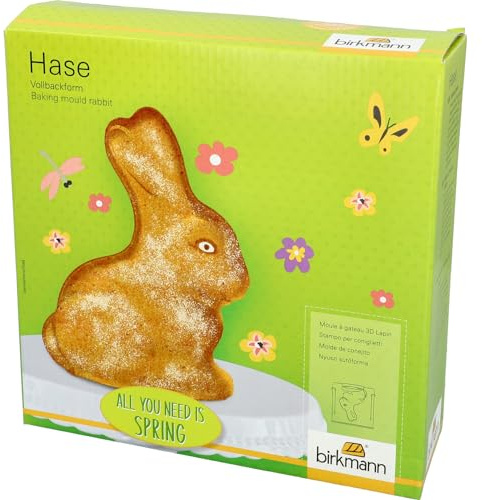 Vollbackform Hase 24 x 24 cm - Birkmann - Karbonstahl, Antihaftbeschichtung, 1000 ml, Backform Hase 3D, Osterhasen Backformen, Osterhase Kuchenform | , 1000 ml, Backform Hase 3D, Osterhasen Backformen, Osterhase Kuchenform