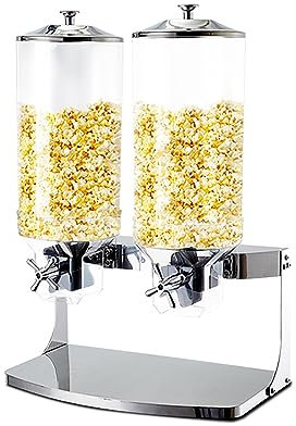 Oat Dispenser, 8L*2 Self-service Cereal Oat Dispenser, Stainless Steel, No Rust, No Deformation, Suitable for Cocoa Beans, Crispy Rings, Oatmeal, Macaroni, Corn Crisps, Etc.