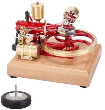 BAUBAUPLAY Verbrennungsmotor Bausatz, Engine Mini 1.9CC Horizontal, 1-Zylinder ViertaktmotorMotor Modell für Physik Experimentierspielzeug Erwachsene – (Rote Fassung)