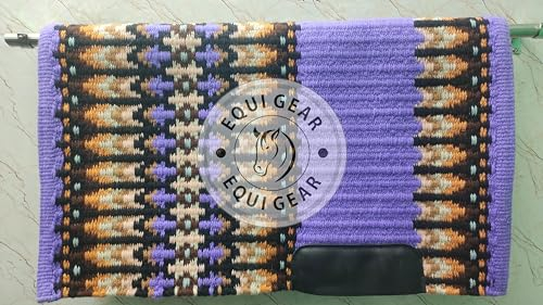 EQUIGEAR Western Ranch Horse Satteldecke aus neuseeländischer Wolle, Western-Design, handgefertigte Satteldecke, Wollpolster, Sensor Flex (Anpassung möglich) AQ119 (34 x 42)