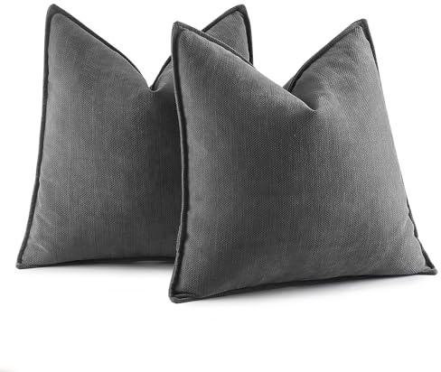 MIULEE 2er Kissenbezug 40x40 Dunkelgrau Chenille Kissenhülle zierkissen | Weiche Kissenbezüge Sofakissen dekokissen zierkissen Elegantes Design für Couch Sofa Wohnzimmer