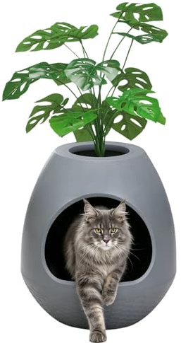 Katzenklo als blumentopf, multifunktionale Litter Box mit Deckel und Pflanze, versteckt katzentoilette, für die meisten Katzen geeignet, die ideale Wahl für Apartments und Büros (grau)