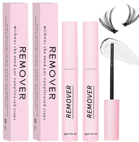 Qiveaory 2Pcs Lash Remover for Lash Extension,Cluster Lash Glue Remover Individual Eyelashes Gentle Eye Removal for False Lashes,Eyelash Extension Adhesive Remover Self Use at Home