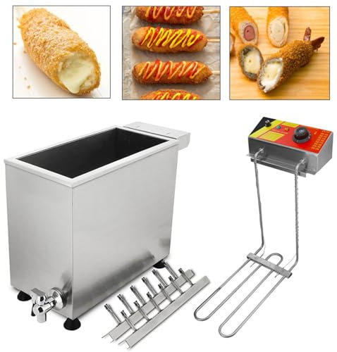 XCSCUK Commercial Electric Fryer, 25L Cheese Hot Dog Stick Machine Sausage Grill Stove, 3000W Sausage Frying Equipment,for Kitchen