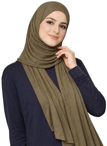 HENKi 100% Cotone Jersey Hijab Sciarpa per Donne Premium 180x100cm, Extra Lang