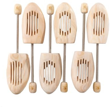 Esvioniq Adjustable Wood Shoe Trees With Spring，Wooden Shoes Tree For Men & Women Shoe Shaped Shoe Lasts Wooden Shoe Stretcher (3-Pack, K 6.5-7.5/EU 40-41)