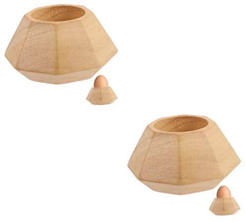 PRETYZOOM 2 Piezas Soporte para huevera contenedor de cartones de Cesta hueveras Decoración de de Pascua Soporte Huevo Madera Accesorio para Foto Adorno de Pascua Roble