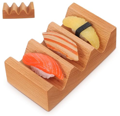 BEBEMOKO Wooden Sushi Stand Holder Rack Display for Japanese Food Parties Gatherings Serve Reusable