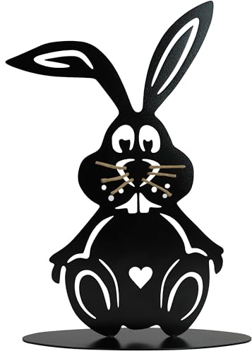 Rostikal Metall Deko schwarz Hase 22x15 cm – Osterdeko & Wetterfeste Frühlingsdeko für Wohnzimmer, Fensterbank & Tisch, Indoor & Outdoor Vintage Deko