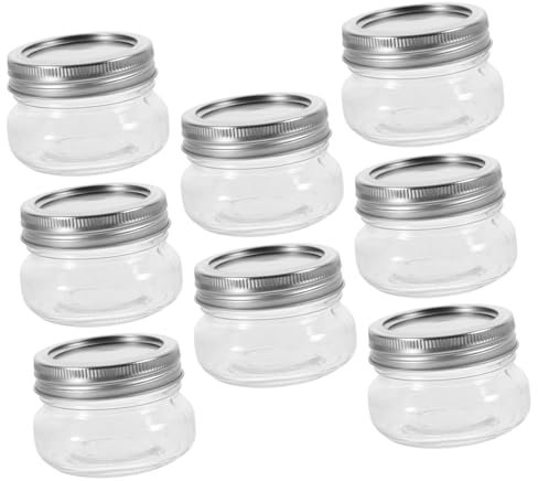 UTHCLO 8piezas Frascos De Vidrio Transparentes Tapa Unidades Para Mermeladas Postres y Almacenamiento Cocina Reutilizables y Anti-fugas