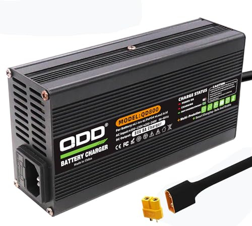 QDD Cargador Inteligente de Batería Li-ION 84V 8A con Ventilador de Refrigeración Seguro y Durable Utilizado para Cargador de Batería de Litio 20S 72V Salida CC Conector macho XT60