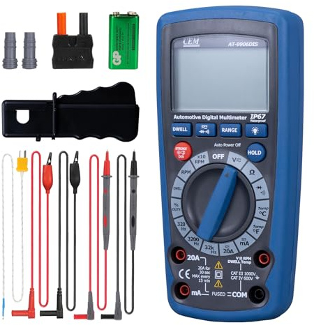 Automotive Digital Multimeter, Universelles Messgerät für Fahrzeugprüfung und Reparatur, CEM AT-9906DIS, Motortester PKW KFZ Diagnose Messen, Dunkelblau