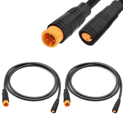 VISSQH 2 x connettore di Prolunga a 3 Pin Ebike,Cavo Spina Femmina e Maschio Connettore Impermeabile a 3 Pin per Luce Bicicletta Elettrica/Ebrake-80cm