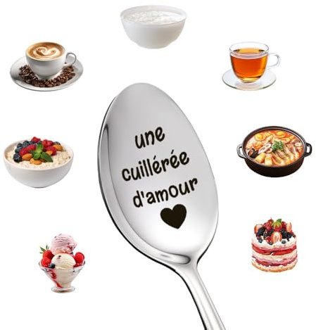 Cadeau d'Anniversaire Femme Homme Une Cuillérée d'Amour Cuillère à Soupe Glace Idee Cadeaux Couple Amoureux Cadeau Anniversaire Pour Fils Fille Cuillère Inox