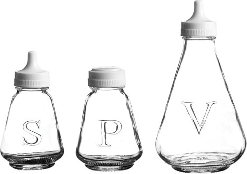 ASA® Ravenhead Essentials Salt Pepper & Vinegar Pots - Serving Bottle - Shaker Cap Top - Clear - Pack of 3