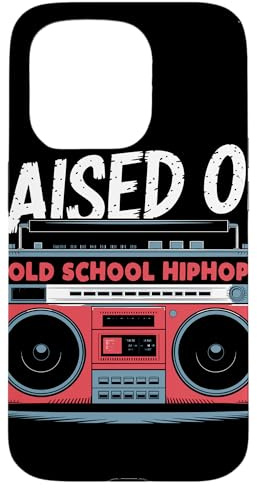 RAISED ON OLD SCHOOL HIPHOP Boombox Années 80 Musique Rap Coque pour iPhone 15 Pro