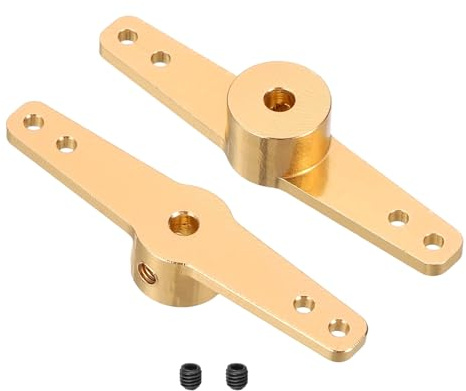 sourcing map Steering Servo Arm, Double Aluminum Steering Arm Servo Horn 3.1mm for RC Model Car Robot Boat Airplane Pack of 2 (Gold)