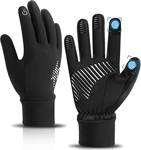 DSLIHA Cycling Gloves Waterproof Men Women Touchscreen Winter Warm Gloves Full Finger Anti-Slip Silicone Gel Thermal Gloves for Driving, Running, Riding, Fishing, Hiking (XL)