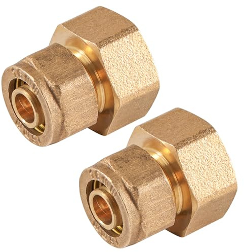 Tulov 2 Stück Schraubfitting Übergang,16mm x 3/4 IG Klemmringverschraubung,Compression Gerade Verschraubung,Messing Klemmverbinder,Schraubfitting für Aluverbundrohr und Mehrschichtverbundrohr DVGW