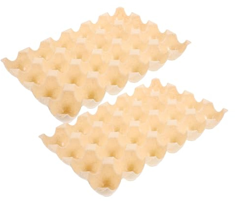 LOORGVEL Porta Uovo da Frigo in Pp 2 Pezzi Design Impilabile e Scanalature, Scatole Uova Compatte Beige Facili da Pulire e Non Deformabili per Cucina