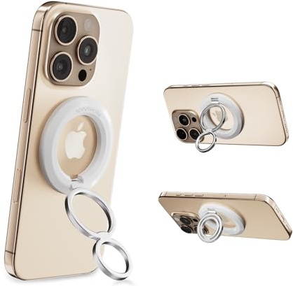 VYVIYON Phone Ring Holder for MagSafe, MagneticCell Phone Grip Stand White | Magnetic Finger Kickstand for iPhone 17 16 15 14 13 MagSafe Ring for Samsung Android Phone Case (2 Metal Ring Include)