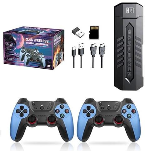 AZfutu X2blue Retro Console 4K Game Stick, 30.000+ Giochi Integrati, Supporto Per Uscite HDMI 4K, Sistema Plug-and-play, Regalo Universale Per Bambini Adulti Natale-Rechargeable 64g