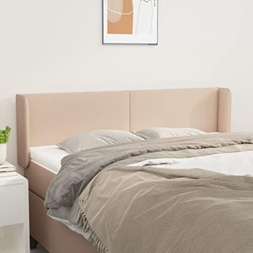Owoxanthellate Bettkopfteil Cappuccino-Braun Kunstleder 147x16x78/88 cm Höhenverstellbar Gepolstertes Wandkissen für Schlafzimmer Wohnung