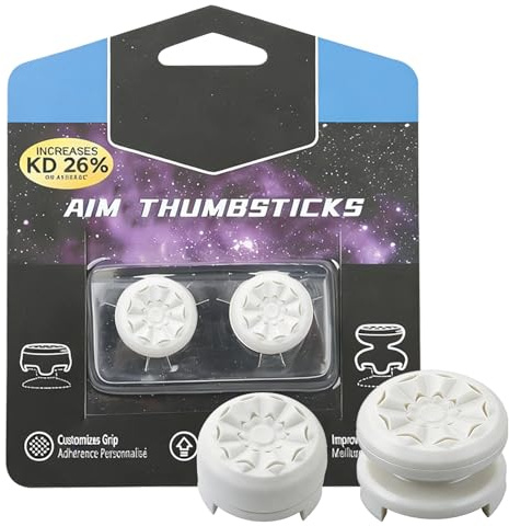 FPS White Thumb Grips for PS4 PS5 Controller Thumbsticks Thumb Stick | for Playstation 4 Playstation 5 Joystick Grips High-Rise Mid-Rise Performance Silicone Caps to Improve Accuracy Comfort 2Pcs