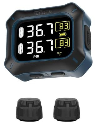 Sykik Rider SRTP300 Wireless tire Pressure Monitoring System for Motorcycles with 1.5” Monitor. Check Your tire Pressure While Riding