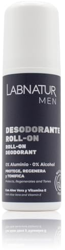 Desodorante Hombre Roll-On - Natural y Vegano - Labnatur | Con Aloe Vera y Vitamina E. Sin alcohol ni aluminio. Protege, Desodoriza e Hidrata - Hecho en España - 75 ml