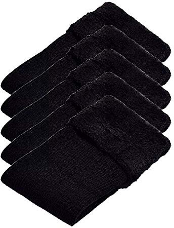 Pluto & Fox Lot de 5 paires de chaussettes thermiques épaisses et chaudes en coton avec flocon à l'intérieur pour femme, couleur unie, hiver, pour le ski, la maison, pour réchauffer les pieds, Noir ,
