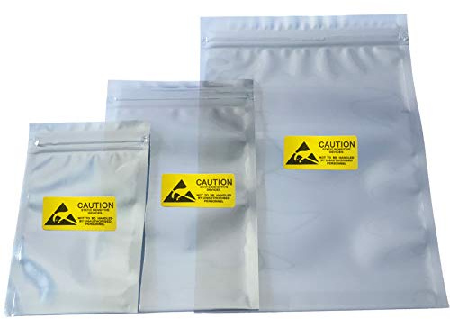 Daarcin Sacchetti antistatici ESD, 30 sacchetti richiudibili antistatici di dimensioni miste per disco rigido da 3,5 mm, unità a stato solido 2,5, con etichette, sacchetti schermati ESD per varietà di