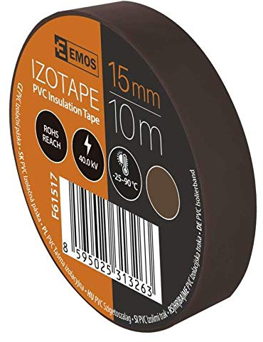 10 Rollen Braun Elektriker Klebeband PVC Isolierband Isoband - 15mm x 10m