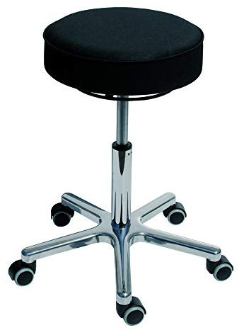 STIER Drehhocker mit Doppelrollen, höhenverstellbare Sitzhöhe 540-720mm, Dicke Polsterung, widerstandsfähiger Bezug aus Kunstleder, Schwarz