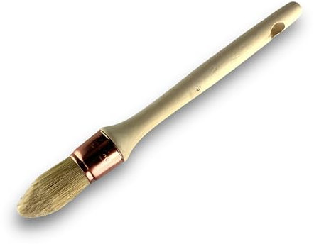 Pinceau de Pouce à rechampir | Brosse Ronde en Soie Blanche | Ø 29 mm | Idéal Peinture rénovation Volets moulures plinthes Angles persiennes | Manche Bois Brut | Kibros 371D29_6b