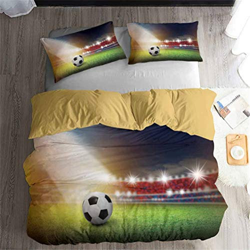 Coupe du Monde Club Football Literie Set - Ensemble de 3/4 pièces Literie Set (Housse de Couette + 2 taies d'oreiller + Le Drap) Doux/La santé/Pas d'allergie (F,King-3PCS-220×230cm)