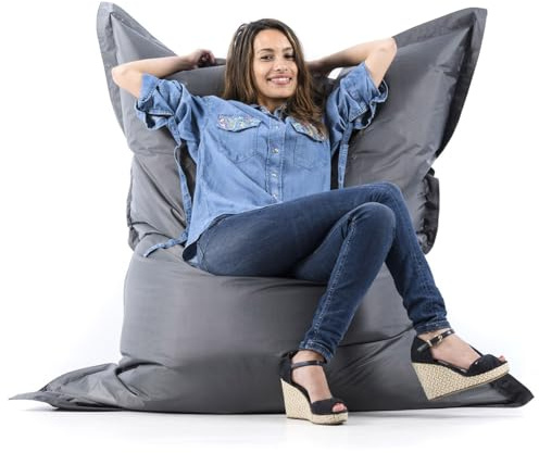 LIVEDECO - Gigantisk XXL-sittsäck inomhus och utomhus, avtagbart överdrag, vardagsrum, trädgård, antracitgrå grafit BiG52
