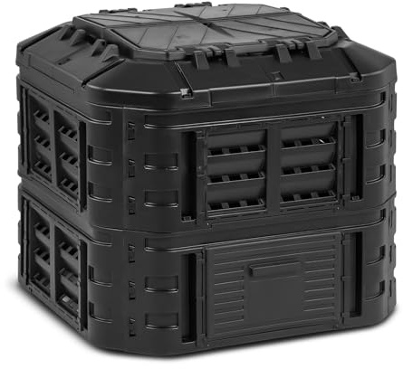 hillvert Compostiera da Giardino Composter per Giardinaggio HT-COMP-600 (600 l, Ancoraggio 11 cm, Polipropilene)