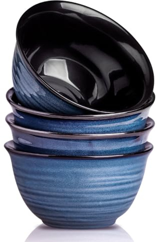 Hasense Cuencos para sopa para cocina, 40 onzas, juego de 4 tazones de cereales, color azul marino para ensalada, pasta y sopa, palomitas de maíz, lavavajillas y microondas