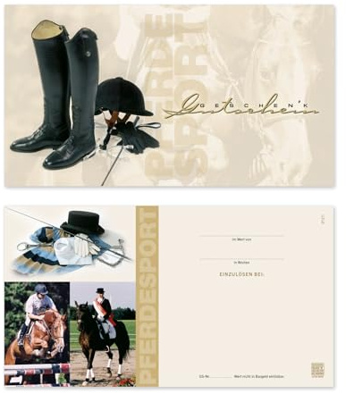 GESCHENKGUTSCHEINcom by POS-HAUER. 10 Gutscheine, blanko zum selber Ausfüllen. Für Reitsportbedarf Reitsport Reitstall.