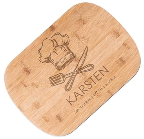 Maverton Küchenbrett mit Gravur, Servierbrett aus Bambus | Massiv und schnittfest, Größe: 35x25 cm, für Männer, zu Weihnachten, zum Geburtstag, zu Weihnachten, Koch